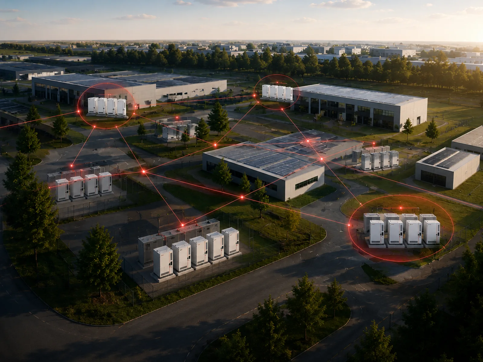 Schwarmspeicher-Netzwerk — vernetzte Batteriespeicher auf Gewerbeflächen in Deutschland